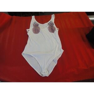 PINK Victorias Secret womens XS pineapple over breast bodysuit one piece top